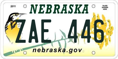 NE license plate ZAE446