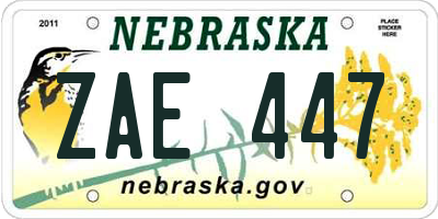 NE license plate ZAE447