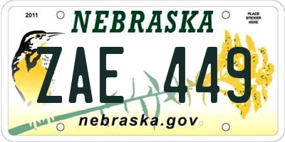 NE license plate ZAE449