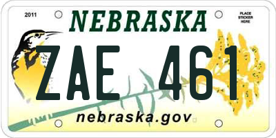 NE license plate ZAE461
