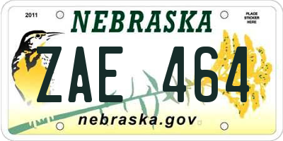 NE license plate ZAE464