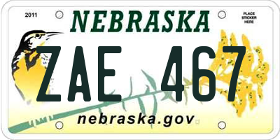 NE license plate ZAE467