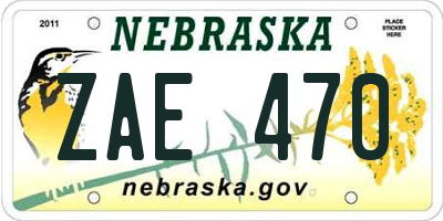 NE license plate ZAE470