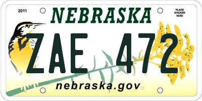 NE license plate ZAE472