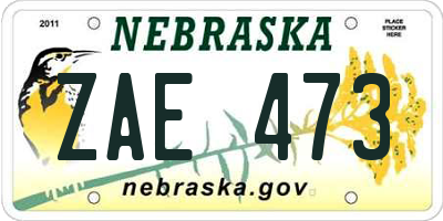 NE license plate ZAE473