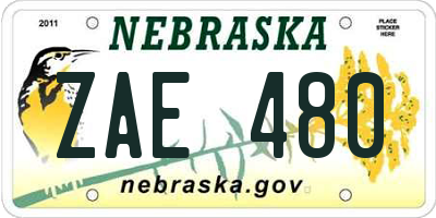NE license plate ZAE480