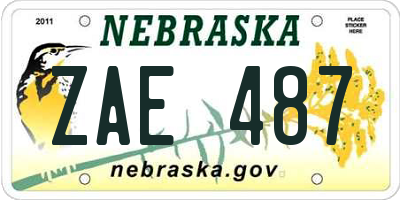 NE license plate ZAE487