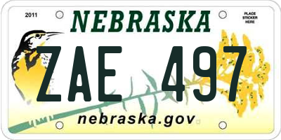 NE license plate ZAE497