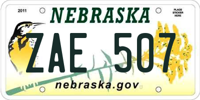 NE license plate ZAE507