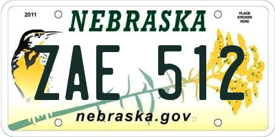 NE license plate ZAE512