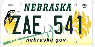 NE license plate ZAE541