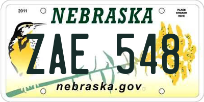 NE license plate ZAE548