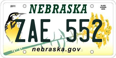 NE license plate ZAE552