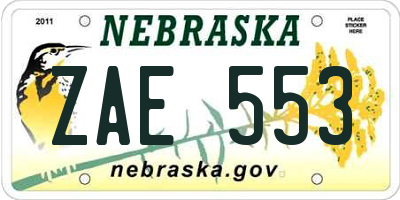 NE license plate ZAE553
