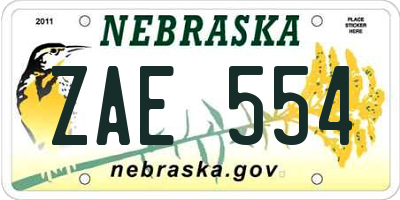NE license plate ZAE554