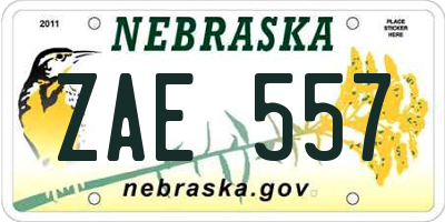 NE license plate ZAE557