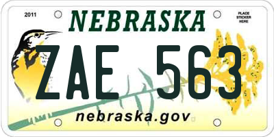 NE license plate ZAE563