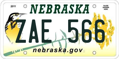 NE license plate ZAE566