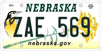 NE license plate ZAE569