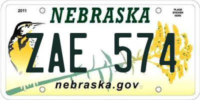 NE license plate ZAE574