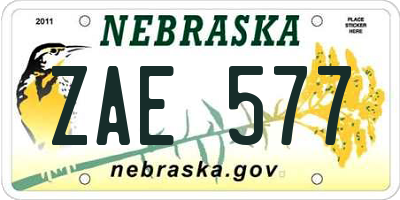 NE license plate ZAE577
