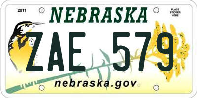 NE license plate ZAE579