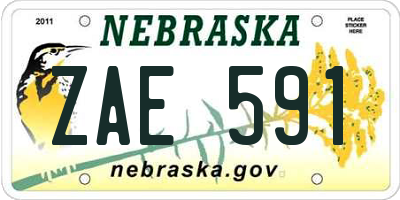 NE license plate ZAE591