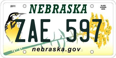 NE license plate ZAE597