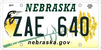 NE license plate ZAE640