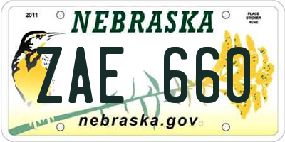 NE license plate ZAE660