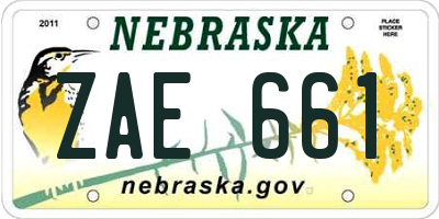 NE license plate ZAE661