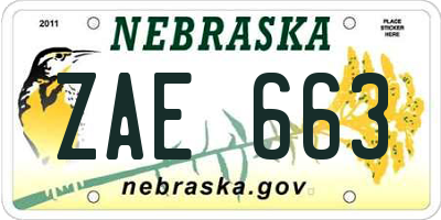 NE license plate ZAE663