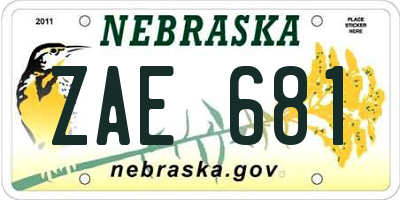 NE license plate ZAE681