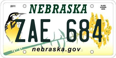 NE license plate ZAE684