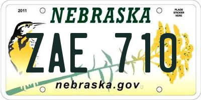 NE license plate ZAE710