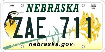 NE license plate ZAE711