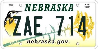 NE license plate ZAE714