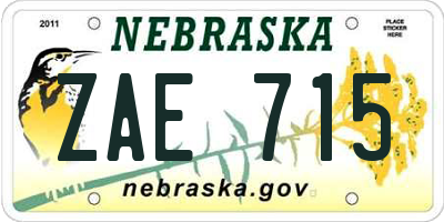 NE license plate ZAE715