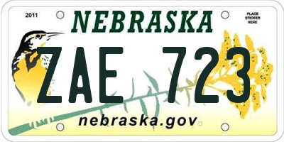 NE license plate ZAE723