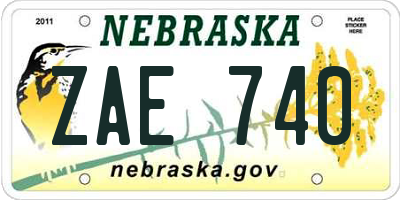 NE license plate ZAE740