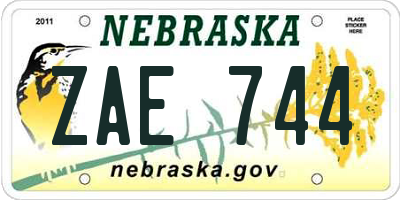 NE license plate ZAE744