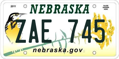NE license plate ZAE745