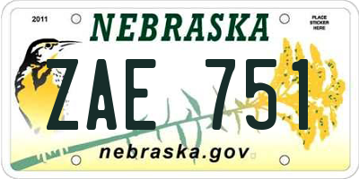 NE license plate ZAE751