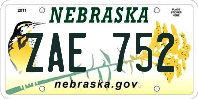 NE license plate ZAE752