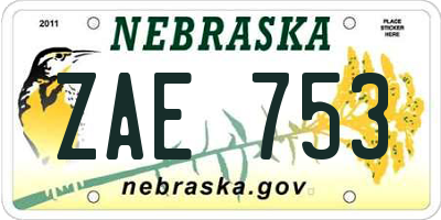 NE license plate ZAE753