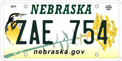 NE license plate ZAE754