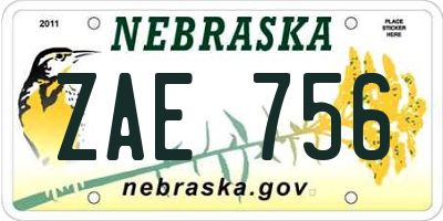 NE license plate ZAE756