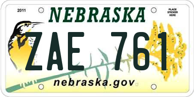 NE license plate ZAE761