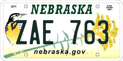 NE license plate ZAE763