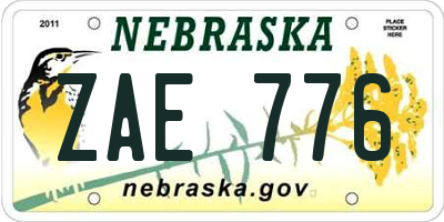 NE license plate ZAE776